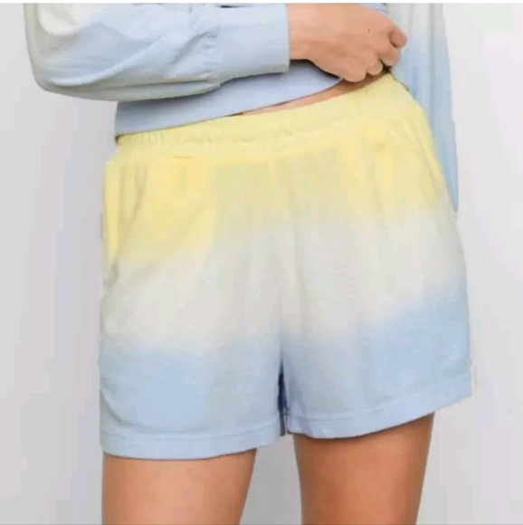 NEW Rails Jane Sky Blue Dip Dye High Rise Terry Shorts Size L Pockets Pull On - Picture 1 of 11